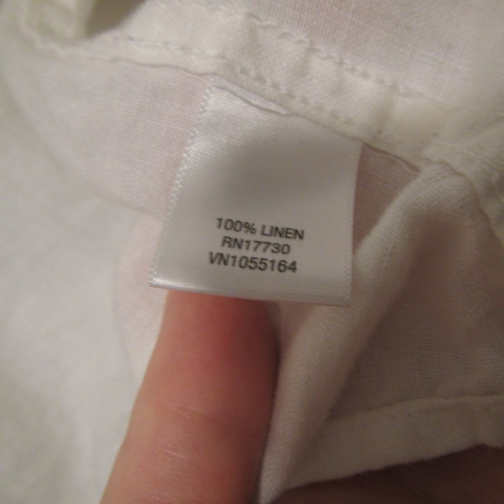 White Merona Men's 100% Linen Short Sleeve Button Down Shirt, L - Picture 3 of 5